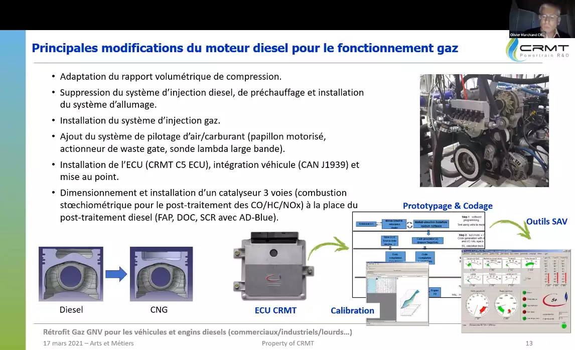 17 Mar 2021 - Rétrofit des moteurs diesel : intervention d'Olivier Marchand, CTO du CRMT, dans un webinaire à succès.